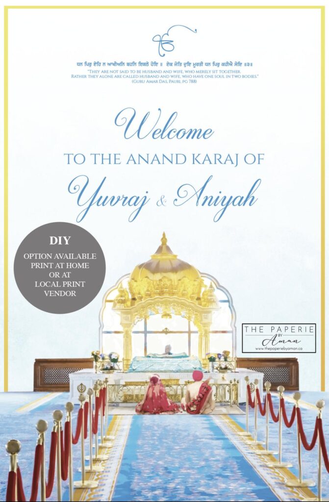 Anand Karaj Welcome Sign