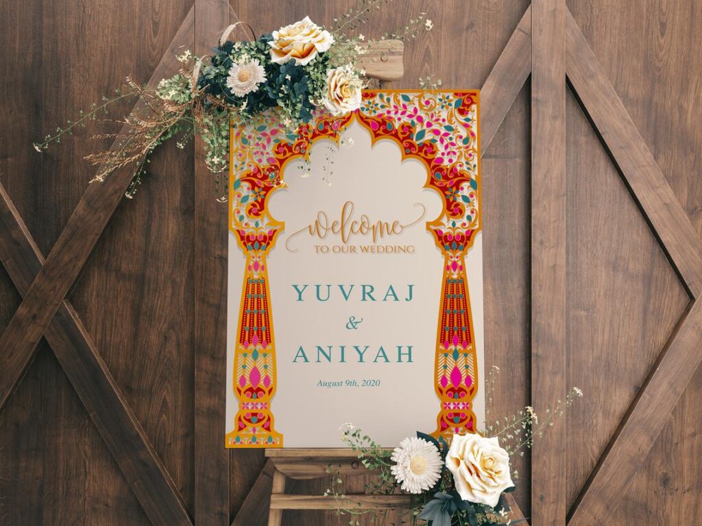 Welcome Sign | Sangeet | Sangeet | Mayian Sign | Mehendi | Haldi | Hindu Wedding | Personalized | Digital File
